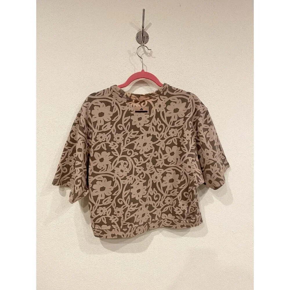 Adidas Stella McCartney Shirt Womens Small Floral Cropped Pullover Boxy Fit - Picture 4 of 5